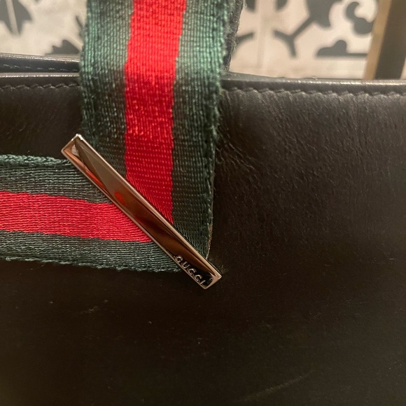 GUC GUCCI Web Sherry Line Tote Bag Leather - Picture 6 of 12